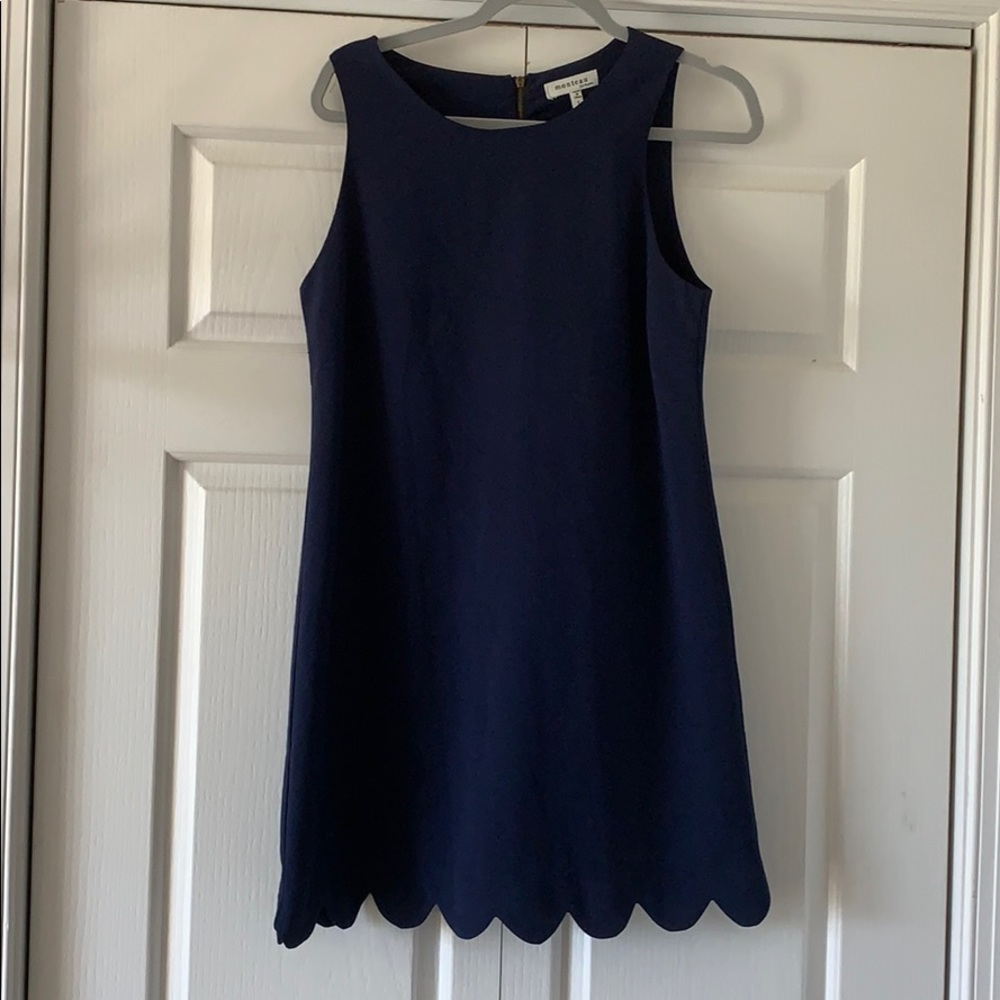 Monteau Navy Blue Scallop Dress